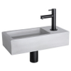 Differnz Ravo kit lave-mains - 38.5x18.5x9cm - Rectangulaire - 1 trou de robinet - Robinet droit noir mat - béton gris clair SW705290