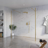 Fortifura Galeria Vrijstaande Inloopdouche - 180x200cm - helder - antikalk - 8mm veiligheidsglas - 2 zijwanden - 40cm - wandsteunen en hoekprofielen - PVD - geborsteld messing (goud) SW993120