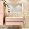 MONDIAZ VICA Ensemble meuble de salle de bains - 120cm - meuble bas rosee - 2 tiroirs - vasque moon double - 2 trous de robinet - version haute 60cm - talc SW1080328