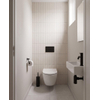 Pack WC QeramiQ Dely Swirl Compact - réservoir encastrable Geberit UP320 - avec bâti-support Burda - abattant 25 mm - plaque de commande en plastique noir mat - boutons ronds - blanc brillant SW1592313