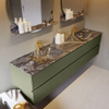 Mondiaz VICA-DLUX ensemble de meuble de salle de bain - 200cm - meuble sous-vasque armée - 4 tiroirs - lavabo encastré nuage double - 2 trous de robinet - version haute de 60cm - lave SW1086789