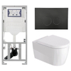 Duravit Me by Starck Ensemble WC – réservoir encastré avec mécanisme de chasse UP320 – abattant à fermeture ralentie (soft-close) – plaque de commande noir mat – boutons ronds – noir mat SW1574302