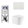 QeramiQ Dely Toiletset - 36.3x51.7cm - diepspoel - rimless - Geberit UP320 inbouwreservoir - met Burda frame - softclose toiletzitting - glans witte bedieningsplaat - ronde knoppen - wit mat SW1102470