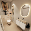 MONDIAZ TURE-DLUX Meuble toilette - 80cm - Talc - EDEN - vasque Frappe - position droite - sans trou de robinet SW1102597