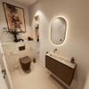 MONDIAZ TURE-DLUX Meuble toilette - 80cm - Rust - EDEN - vasque Frappe - position gauche - sans trou de robinet SW1102989