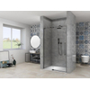 Van Rijn Products ST08 Porte de niche pivotante - 100x200cm - verre clair - épaisseur 8mm - 2 parties - profil mural - barre de stabilisation - Noir SW956332