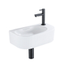 Fugaflow Efficiente Ensemble Fontaine Pietra - 40x21,5x12 cm - droite - rainurée - demi-ronde - 1 trou de robinet - céramique - robinet de fontaine noir mat - bouchon de vidange - siphon abaissé - blanc brillant SW1442435