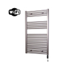 Sanicare HVW Radiateur électrique - 111,8x60cm - 730W - wifi - thermostat - noir - en bas à droite - aspect inox (argent) SW1185605