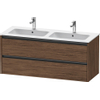 Duravit Ketho.2 Wastafelonderbouwkast - met 2 laden - voor dubbele wastafel - 128x48x55cm - met grepen antraciet - donker noten mat SW772058