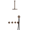 Hotbath Cobber IBS70 Regendoucheset - inbouw - 30cm plafondarm - 20cm ronde hoofddouche - 3 standen handdouche - messing verouderd koper (goud) SW677596