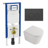 QeramiQ Dely Pack WC - 36,3x51,7cm - à fond creux - sans bride - réservoir encastré Geberit UP720 - abattant WC à fermeture douce - plaque de commande en plastique noir mat - boutons rectangulaires - beige mat SW1428020