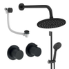 Crosswater MPRO Module inbouw regendoucheset – Ø20 cm hoofddouche – 2 hendels – glijstang 69.8 cm – badafvoer – zwart mat SW1472437