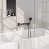Robinet de baignoire encastré Brauer Gunmetal - ensemble de douche - sortie de 20 cm - avec partie encastrable - 3 boutons avec relief - douchette ronde 3 positions - PVD - gunmetal brossé SW715959