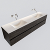 MONDIAZ VICA Ensemble de meuble salle de bain - 200cm - 4 tiroirs - lavabo Cloud double - 0 trous de robinet - solid surface marron foncé SW410370 MONDIAZ VICA Ensemble de meuble salle de bain - 200cm - 4 tiroirs - lavabo Cloud double - 0 trous de robinet - solid surface marron foncé SW410370