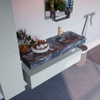 Mondiaz ALAN-DLUX Ensemble de meuble - 130cm - meuble Clay mat - 1 tiroir - Lavabo Cloud Lava suspendu - vasque Droite - 1 trou de robinet SW808537