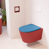 Mondiaz LAVIE hangtoilet – spoelrandloos – 36 x 53 cm – met softclose zitting – Fire (rood), zitting Jeans (blauw) SW1208635