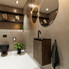 MONDIAZ TURE Kit lave-mains - 40x23x50cm - 1 trou de robinet - 1 porte - marron foncé mat - Lavabo à droite - Solid Surface Noir SW475522