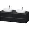 Duravit Ketho.2 Wastafelonderbouwkast - inclusief consoleplaat - met 4 laden - voor dubbele waskommen - 160x55x56.8cm - met handgrepen antraciet - eiken zwart mat SW772295