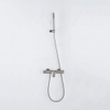 FugaFlow Eccelente Sobrado Robinet de baignoire thermostatique avec douchette stick, support et flexible en métal Inox brossé PVD SW1124109