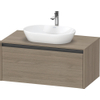 Duravit ketho 2 meuble sous lavabo avec plaque console avec 1 tiroir 100x55x45.9cm avec poignée chêne anthracite terra matt SW772371
