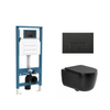 QeramiQ Dely Swirl Ensemble de toilettes - réservoir encastré Qeramiq Flush - abattant slim - plaque de commande noire mate en métal - boutons rectangulaires - noir mat SW1578312