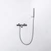 FortiFura Calvi Robinet de baignoire thermostatique avec douchette stick, support et flexible en métal Gunmetal PVD SW811970