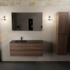Mondiaz AIVY Ensemble de meuble - 120x45x50cm - 1 trou de robinet - 1 vasque Urban Solid surface - Gauche - 2 tiroirs - avec miroir - Melamine Mocha SW892339