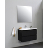 Basic Bella Meuble lavabo céramique avec 1 trou de robinet avec miroir 80x55x46cm Flat Pack Noir mat SW539006