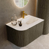 Mondiaz KURVE-DLUX Ensemble de meuble de salle de bains - 75x46x40cm - 1 tiroir - 1 porte - lavabo solid surface - droite - 1 trou de robinet - Shadow SW1414315