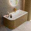 Mondiaz KURVE-DLUX Ensemble de meuble de salle de bains - 95x46x40cm - 1 tiroir - 1 porte - lavabo solid surface - droite - 1 trou de robinet - Dusk SW1415455