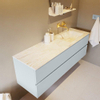 Mondiaz VICA-DLUX ensemble de meuble de salle de bain - 150cm - meuble sous-vasque argile - 2 tiroirs - lavabo encastré nuage droite - sans trous de robinet - version haute de 60cm - ostra SW1085674