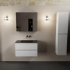 Mondiaz AIVY Ensemble de meuble - 80x45x50cm - 0 trous de robinet - 1 vasque Urban Solid surface - Centre - 2 tiroirs - avec miroir - MDF Talc SW892225