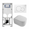 QeramiQ Dely Swirl Pack WC - 36.5x53cm - réservoir encastré Geberit UP320 - 35mm Abattant WC - plaque de déclenchement sigma blanche - boutons ronds - blanc brillant SW1138670