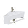 Wiesbaden Julia fontaine d'angle solid surface 35x35x16cm mat blanc incl. robinet de fontaine Amador acier brossé SW793734