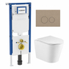QeramiQ Dely Pack WC - 36,3x51,7cm - à fond creux - sans bride - réservoir encastré Geberit UP720 - abattant WC softclose 35 mm - plaque de commande en métal noir mat - boutons rectangulaires - noir mat SW1428209