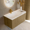 Mondiaz KURVE-DLUX Ensemble de meubles de salle de bains - 95x46x40cm - 1 tiroir - 1 porte - lavabo solid surface - gauche - 1 perçage de robinet - Dusk SW1414993