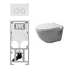 Duravit Philippe Starck 3 ensemble WC suspendu à chasse plate réservoir encastré set plaque de déclenchement sigma20 blanc SW32436