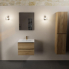 Mondiaz AIVY Ensemble de meuble - 60x45x50cm - 1 trou de robinet - 1 vasque Talc céramique - Centre - 2 tiroirs - avec miroir - Melamine Chai SW892443