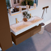 Mondiaz ALAN-DLUX Ensemble de meuble - 130cm - meuble Rust mat - 2 tiroirs - Lavabo Cloud Opalo suspendu - vasque Gauche et droite - 2 trous de robinet SW806516