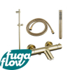 FugaFlow Eccelente Sobrado Mitigeur baignoire - avec barre curseur - douchette stick - flexible en métal - Laiton brossé PVD SW1124005