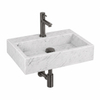 Fortifura Fuente kit lave-mains - 38x24x8cm - trou de robinet au centre - avec robinet gunmetal - blanc brillant SW1111484