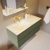 Mondiaz VICA-DLUX ensemble de meuble de salle de bain - 110cm - meuble sous-vasque armée - 2 tiroirs - lavabo encastré nuage gauche - sans trous de robinet - version haute de 60cm - ostra SW1087008