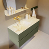 Mondiaz VICA-DLUX ensemble de meuble de salle de bain - 100cm - meuble sous-vasque armée - 2 tiroirs - lavabo encastré nuage gauche - sans trous de robinet - version haute de 60cm - frape SW1090182