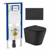 QeramiQ Dely Pack WC - 36,3x51,7cm - à fond creux - sans bride - réservoir encastré Geberit UP720 - abattant WC softclose 35 mm - plan de déclenchement blanc mat - boutons rectangulaires - noir mat SW1428211