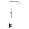 Hotbath Archie IBS30A Ensemble de douche encastré - tête de douche ronde - 2 fonctions - tête de douche 30 cm - douchette barre - inox SW299140