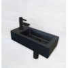 Wiesbaden Rhea S Fonteinset Rhea S mini - met fontein links kraan sifon en afvoerplug - mat zwart SW539020