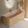 MONDIAZ KURVE-DLUX Meuble de salle de bains 125cm arrondi à droite couleur Oak avec 1 tiroir et 1 porte. Lavabo BIG MEDIUM gauche 1 trou de robinet Saba. SW1433075