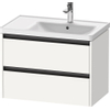Duravit Ketho.2 Wastafelonderbouwkast - met 2 laden - voor waskom rechts - 78.4x45.5x54.9cm - met grepen antraciet - wit mat SW772349