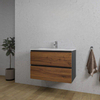 Adema Industrial 2.0 Ensemble de meuble - 100x45x55cm - 1 vasque ovale en céramique blanc - 1 trou de robinet - bois/noir SW809483