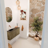 Mondiaz JOYA-DLUX 80cm toiletmeubel - kleur Dusk - Wastafel FAYE positie Links Zonder kraangat kleur Lava. SW1423216